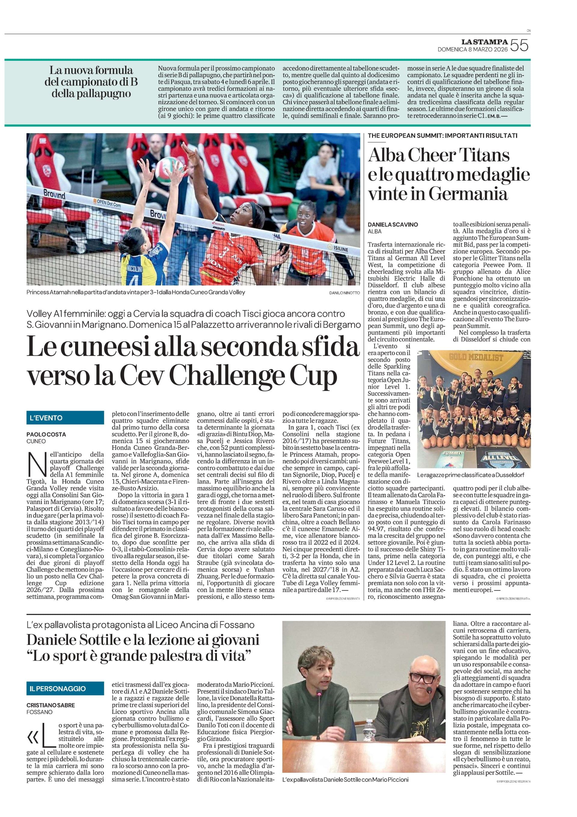 La Stampa 8/03/2026 - Daniele Sottile e la lezione ai giovani